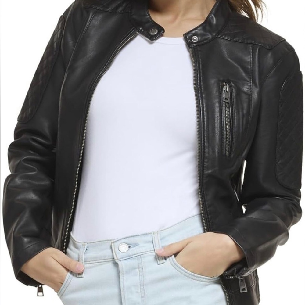 Levi's Women's Faux Leather Motorcycle Motocross Racer Biker Jacket SMALL NWT